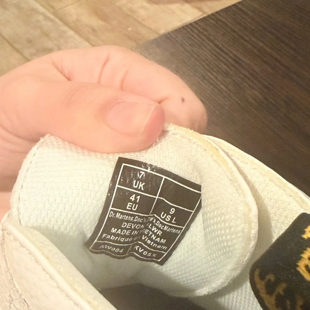 Dr. Martens White Leather Combat Boots with Black Soles - Picture 4 of 6